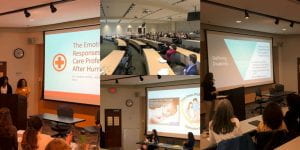 a collage of images of students doing presentations