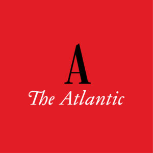 The logo for The Atlantic Magazine. A large black A with The Atlantic written in italics in white on a red background.