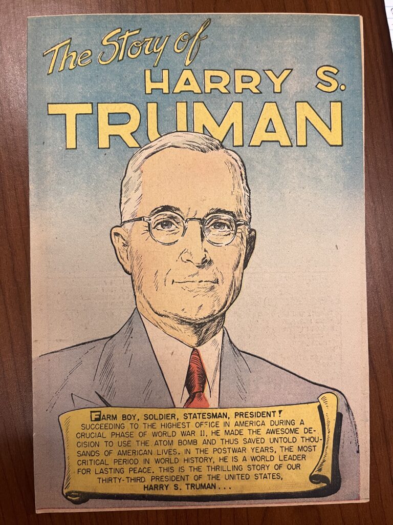 Comic book cover with the words "The Story of Harry S. Truman”